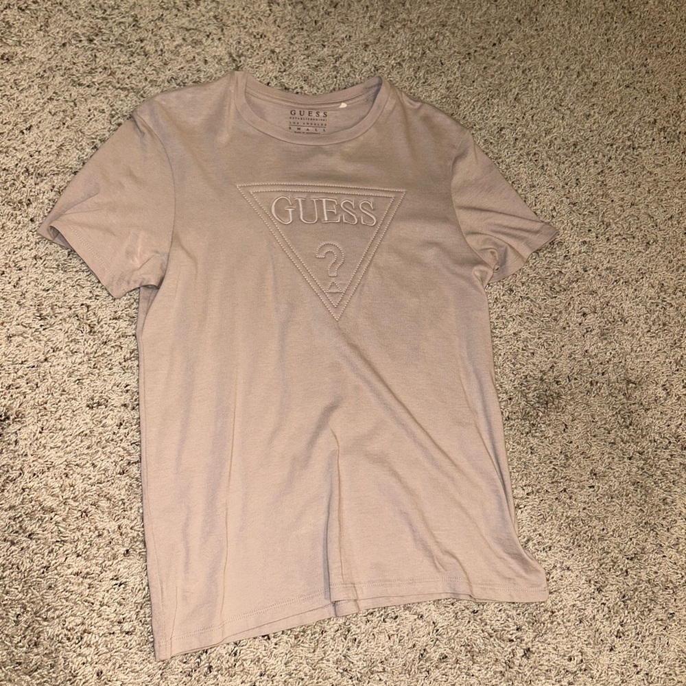 Guess Light Beige Logo Tee